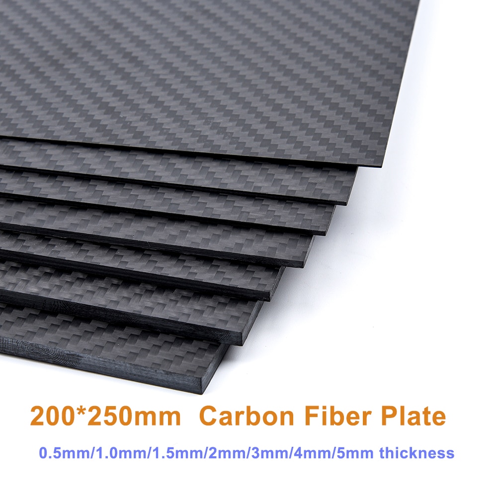 200x250mm 3K Carbon Fiber Sheet Board 1mm 2mm 3mm 4mm 5mm Thickness Carbon Fiber Material For RC UAV/Toys