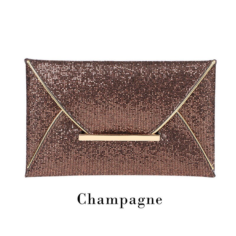 Women Evening Bag Party Envelope Clutch Handbag Glitter Sequins Sparkling Banquet Glitter Bag Ladies Girls Wedding Clutches: Brown