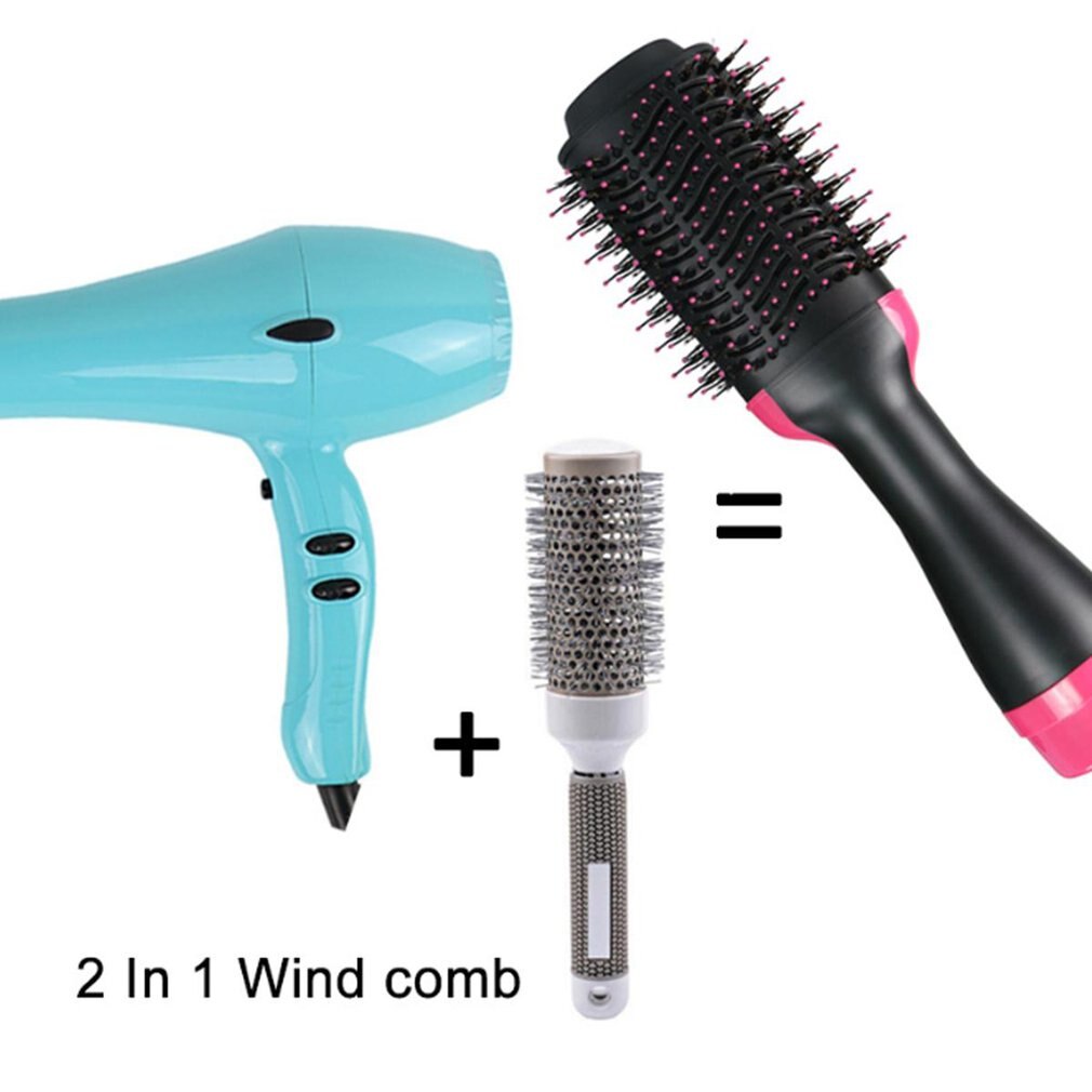 2 en 1 secador de pelo multifunción rotativo rodillo rotativo Styler peine estilo alisado rizador de hierro