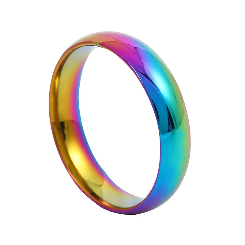 Anillo de acero de titanio, anillo exquisito de acero inoxidable para parejas lisas con arco de 4mm, joyería: 7 / Verde