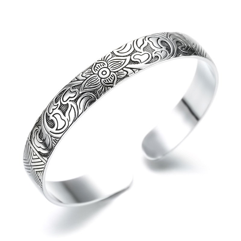 vintage 925 sterling zilver Mannen en vrouwen manchet armband bangles viking indian sieraden Eenvoudige pulseira: 6