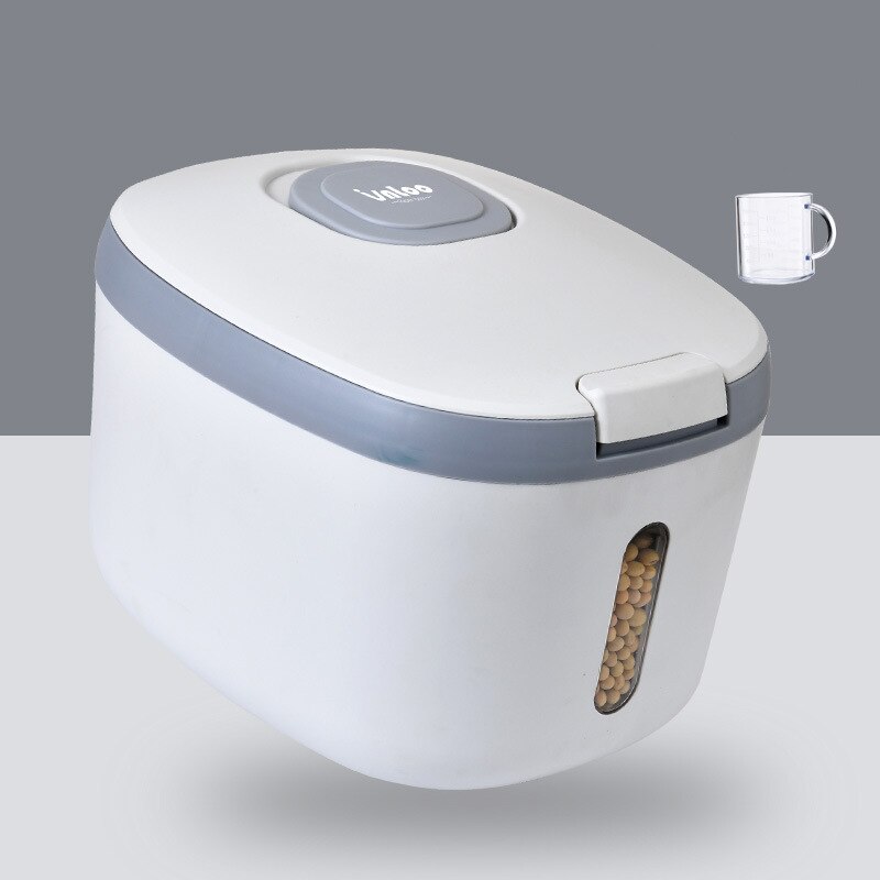Kitchen Container 5KG/10KG Storage Box Nano Insect-Proof Moisture-Proof Rice Box Sealed Cereals Bucket Pet Dog Food Store Box: Gray / 5KG