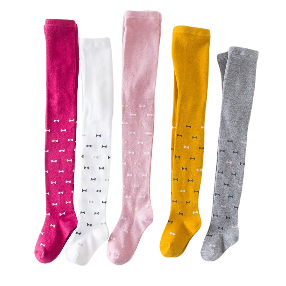 Enfant bébé filles coton tricot collants, collants nœud-noeud imprimé Leggings bas pantalon