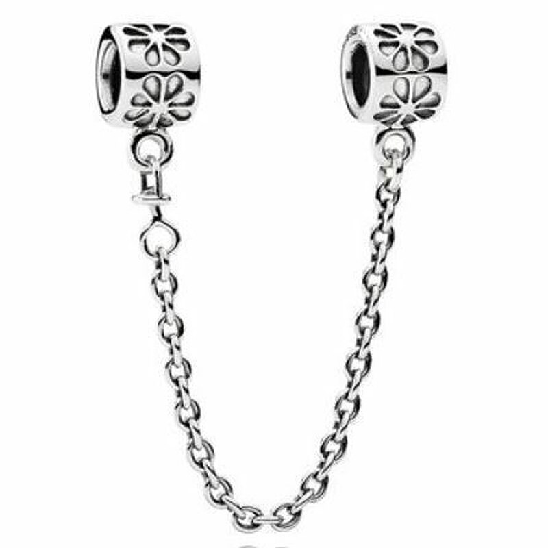 Arcs Of Love Enchanted Heart Shining Elegance Floral Safety Chain Charm 925 Sterling Silver Beads Fit Bracelet Jewelry: 7