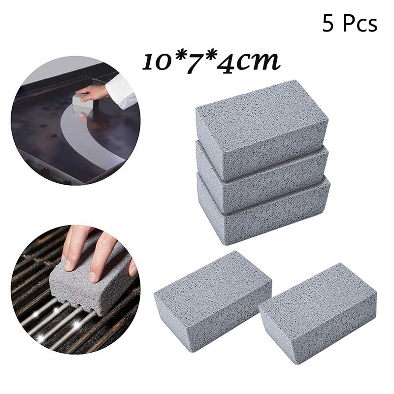 DEOUNY 2/3/4/5 Pcs BBQ Grill Cleaning Brick Block Barbecue Racks Stains Grease Cleaner BBQ Cleaning Stone Tools Kitchen Gadgets: 5 Pcs