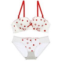 Liefde borduren kleine naadloze meisjes intimi jonge dames beha en panty set mode vrouwen sexy ondergoed brasserie sets: WHITE / 70B