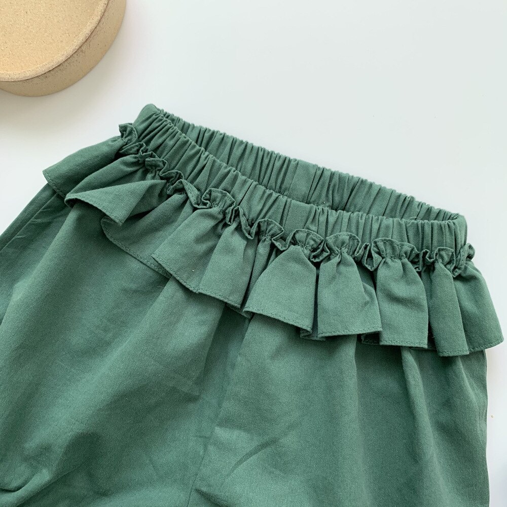Estate nuove ragazze pantaloncini neonata cotone carino foglia di loto lanterna pantaloncini moda bambini bambini increspature pane pantaloni corti Bloomers