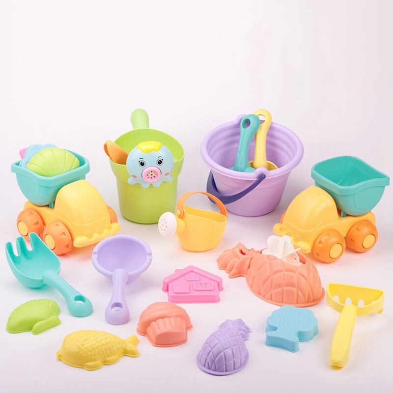 Summer Soft Baby Beach Toy Kids Mesh Bag Bath Play Sandbox Set Beach Party Cart Bucket Sand Molds Tool Water Game