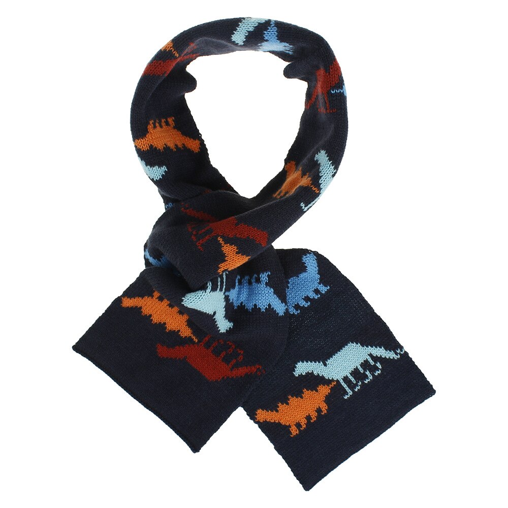 Écharpe en tricot avec motif de dinosaure brodé, pour enfants, garçons et filles, d'anniversaire de noël