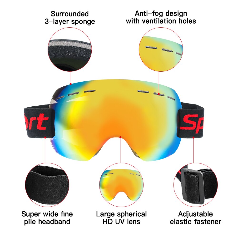 Winter Ski Goggles Unisex Snowboard Goggles Gear Skiën Sport Volwassen Eyewear Anti-Fog Uv Lens Abs Ski Mask Outdoor sport