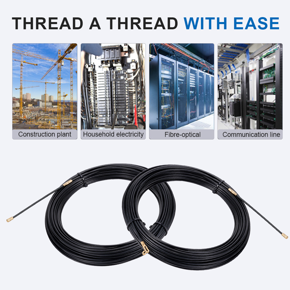 3mm 5-40M Cable Guide Tape Puller Extractor Guide Black Nylon Wall Wire Lead Wire Puller Cable Electrician Spring Puller Lead