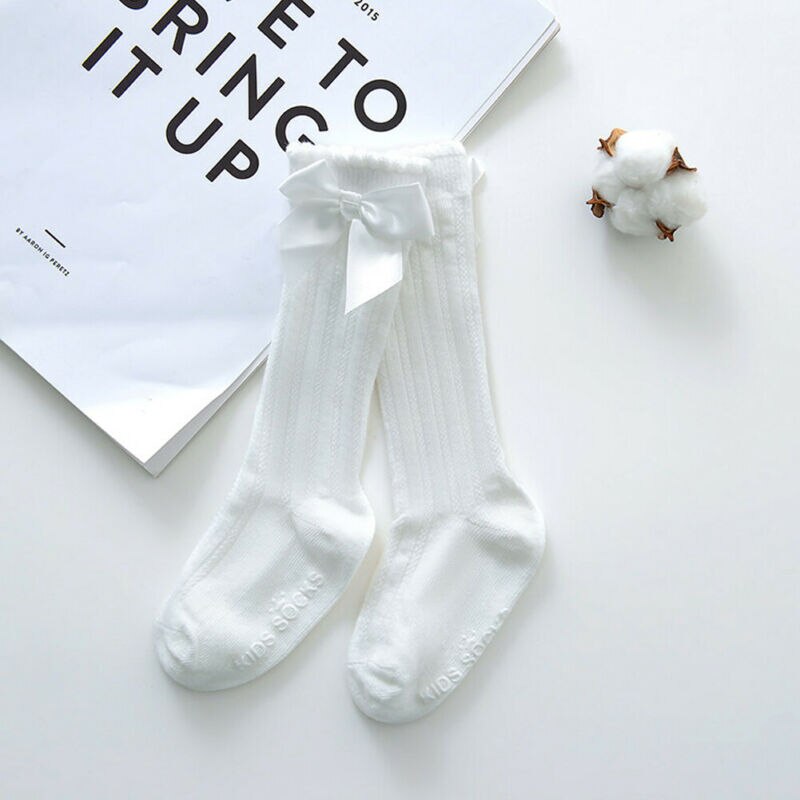 Kinder mädchen nette socken Knie socken Hohe Bogen Knoten Prinzessin Socken Baby Socken Lange Rohr Booties Vertikale Gestreiften sokken meias 0-4Y