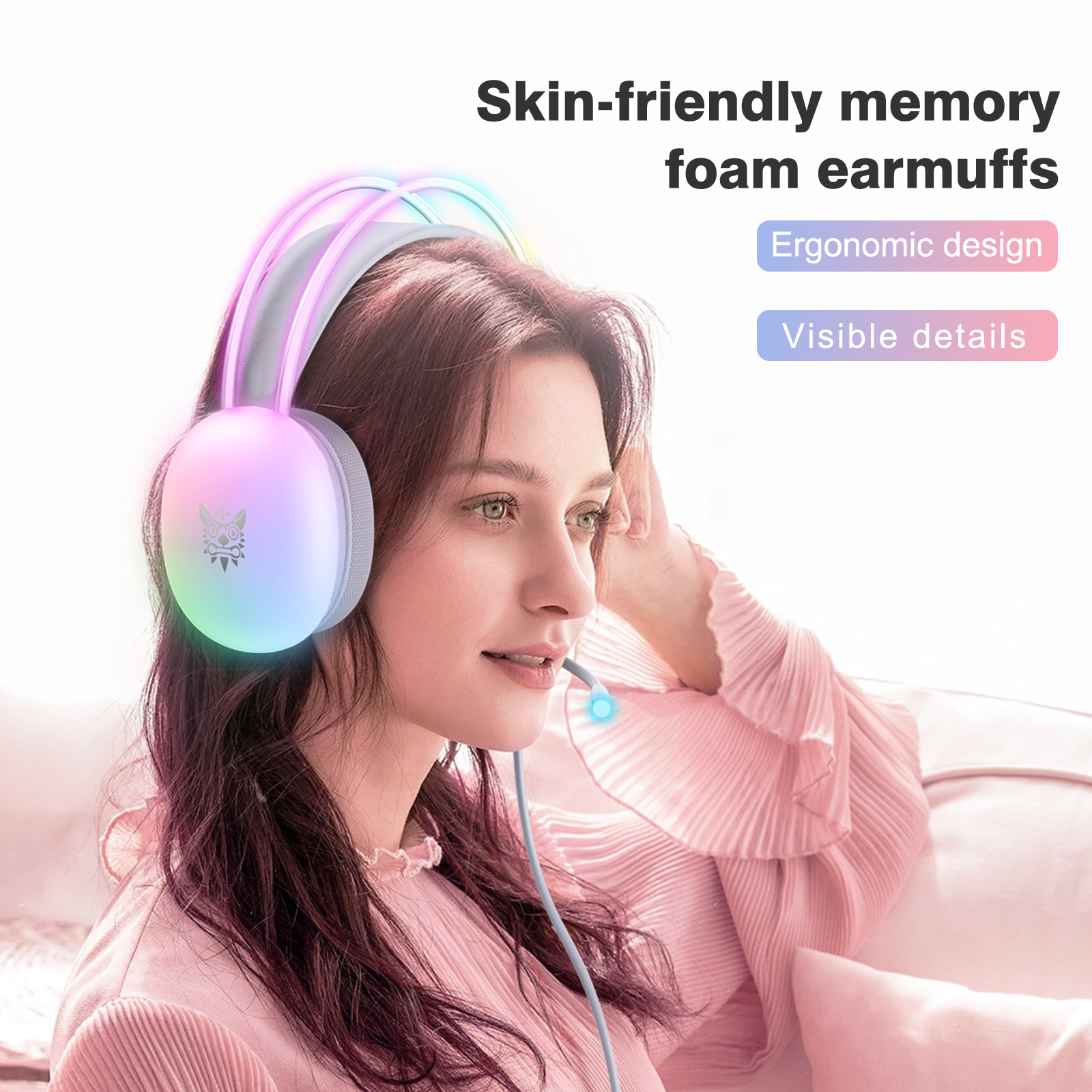 Onikuma Gaming-Headset mit voll beleuchteten dynamischen RGB-Licht kabel gebundenen Gaming-Kopfhörern Geräusch unterdrückung Mikrofon tragbare Kopfhörer