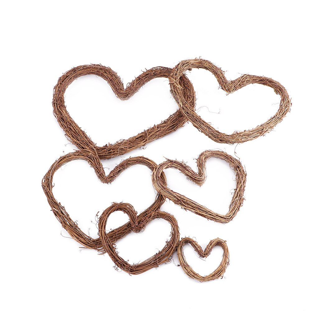 0-35cm boda en forma de corazón de decoración de la guirnalda corona de mimbre Natural para puerta para ventana de Casa de colgando guirnaldas manualidades