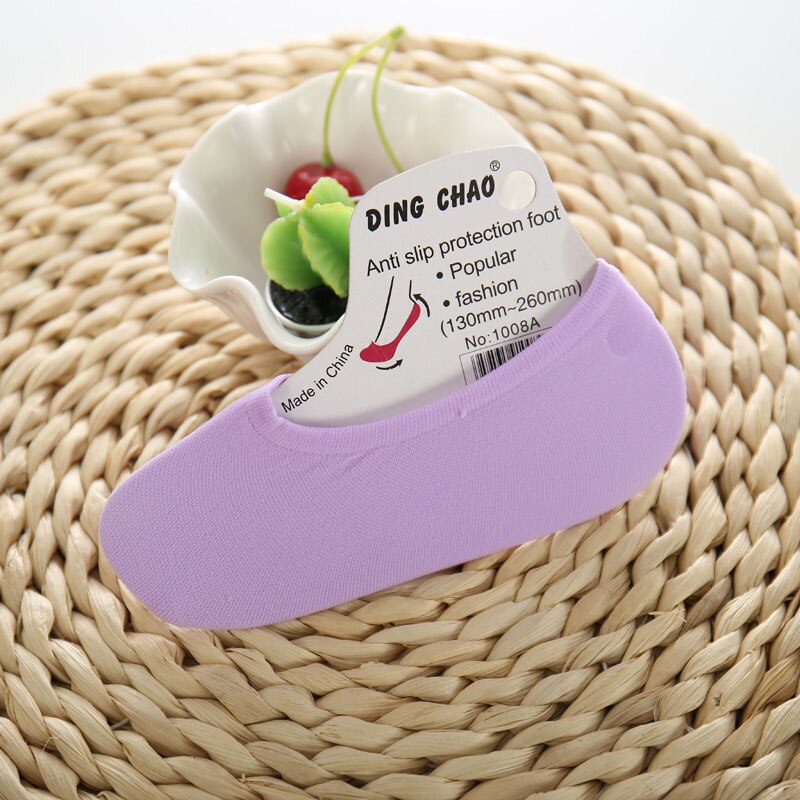 5 Pairs Summer Candy Color Invisible Non-slip Low Cut Socks Female Women Casual Cotton Breathable Girls Ankle Boat Socks: Purple