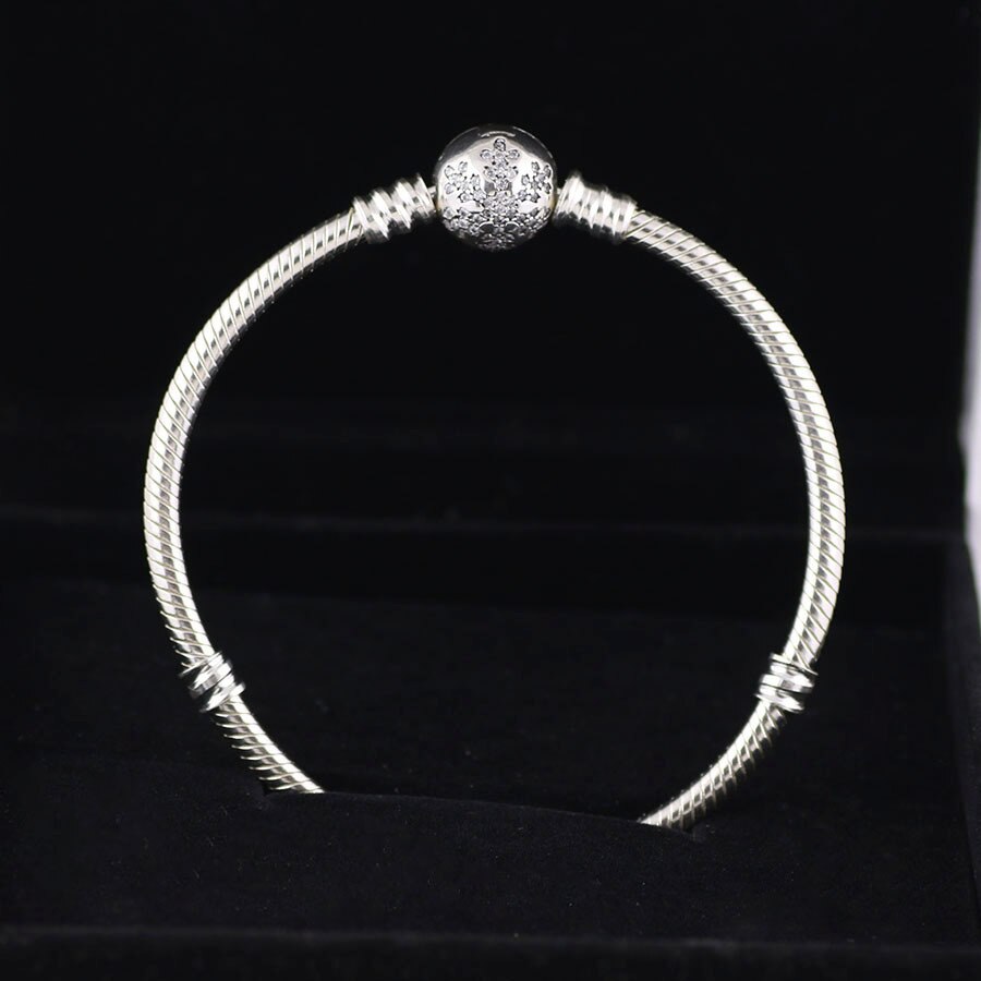 Pulsera con serpiente de Plata de Ley 925 con zirconia cúbica, brazalete con abalorios originales, para mujeres