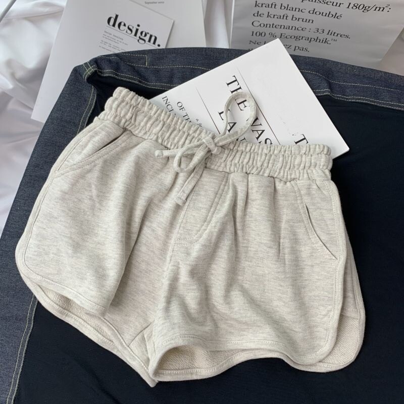 Sommergrå shorts dame dame elastisk midje korte bukser jente uformelle bomullsshorts svart hjemmeshorts for kvinner s-xl