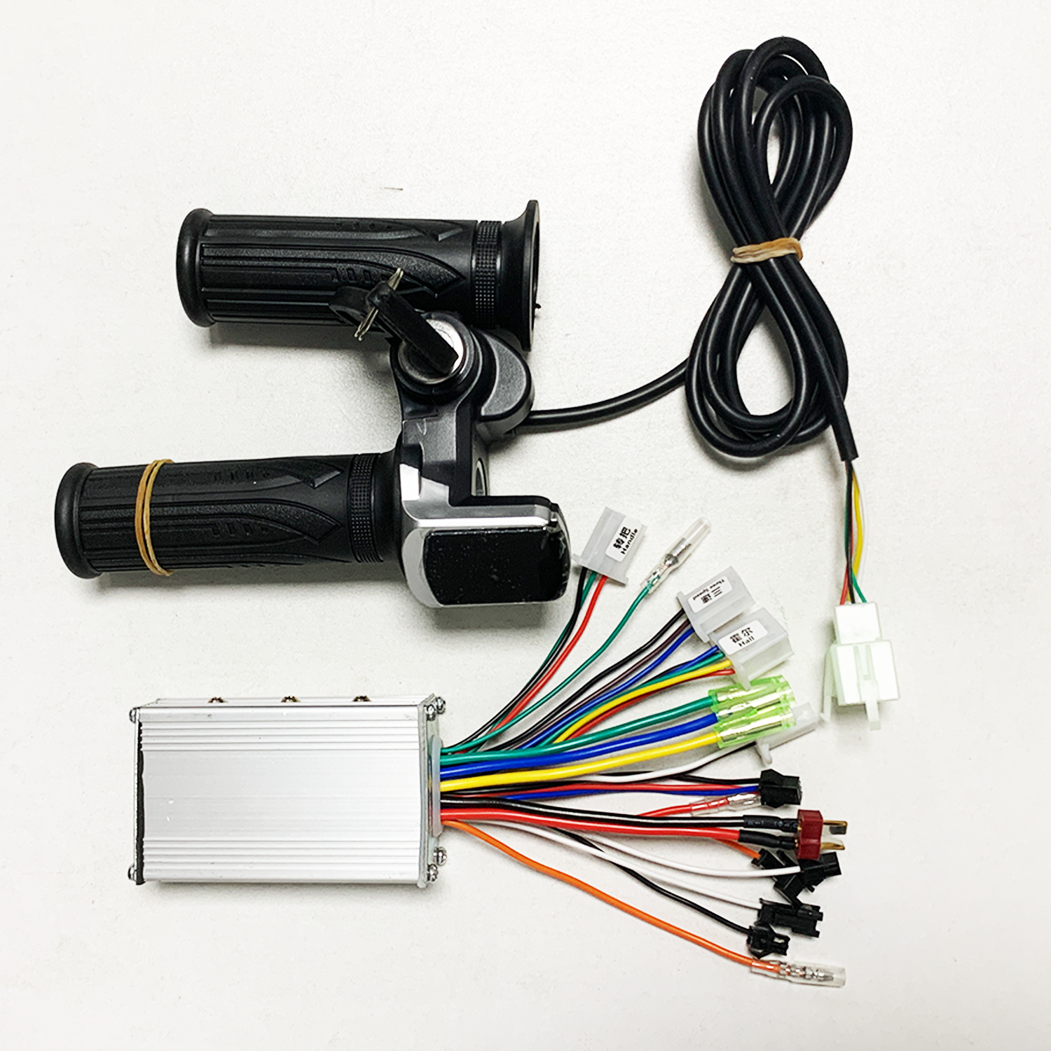 Controlador de motor sin escobillas de onda sinusoidal de 3 modos para patinete eléctrico, 24/36/48V, 350W, 18A + con bloqueo, manillar, pantalla LED, capacidad de batería