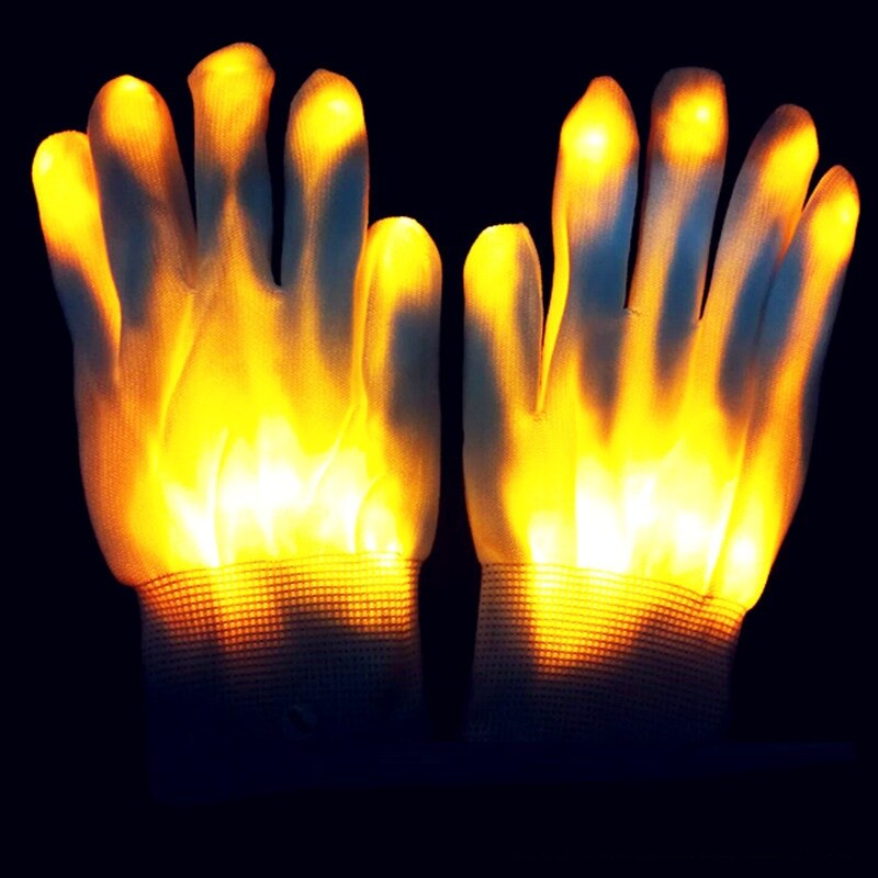 1 par de guantes de iluminación LED, accesorios de iluminación para fiestas de Navidad y Halloween, luces LED para dedos, danza fluorescente, coloridos Guantes luminosos: yellow