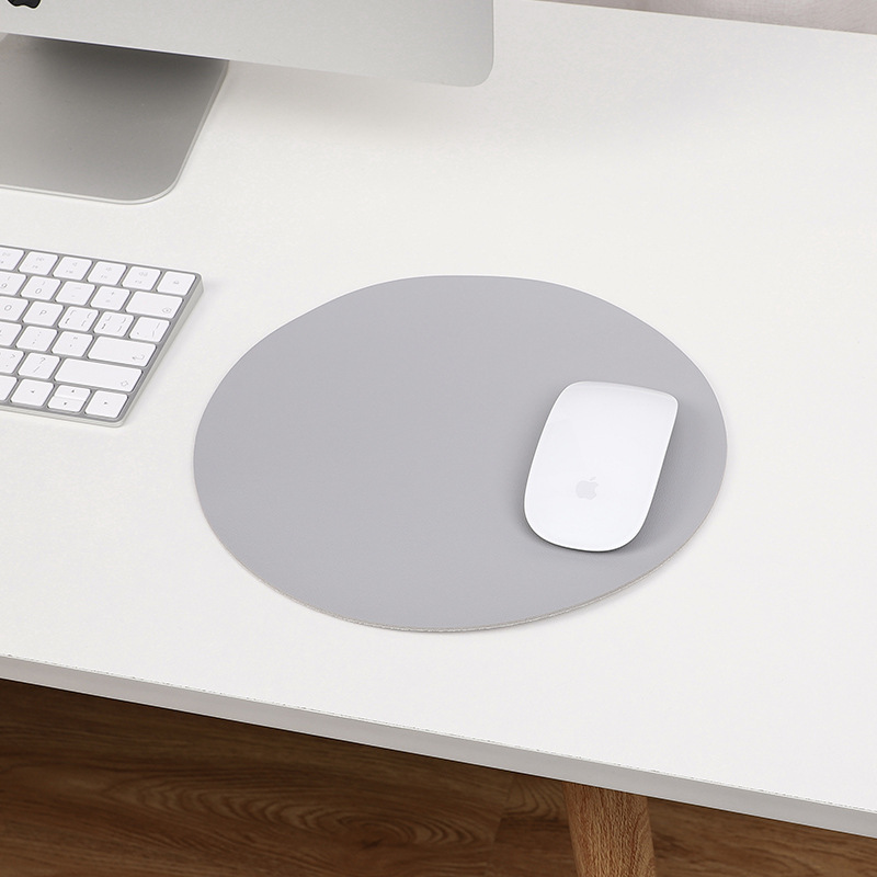Round Mouse Pad Single-sided Solid Color Universal Non-slip Pad Mouse Pad Suitable for Laptop Office PU Gaming Mouse Pad: XS / Silver