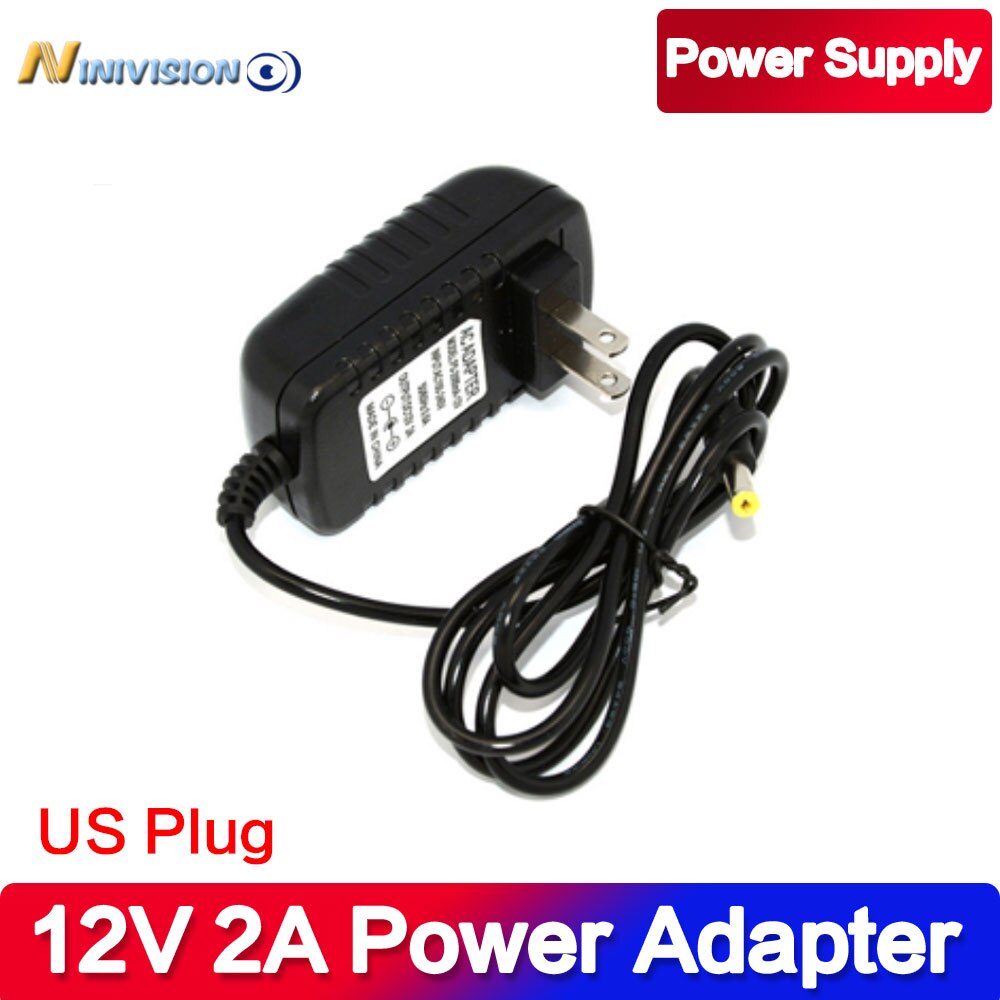 Universal AC 100-240V US Plug For DC 12V 2A 24W Power Supply Adapter Charger For LED Strips CCTV Security Camera Top