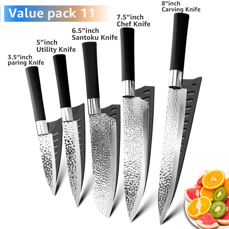 6pcs Knives Kitchen Set Japanese knife Set High Carbon Stainless steel Meat Cleaver Fruit Paring Knife Chef Knives: K