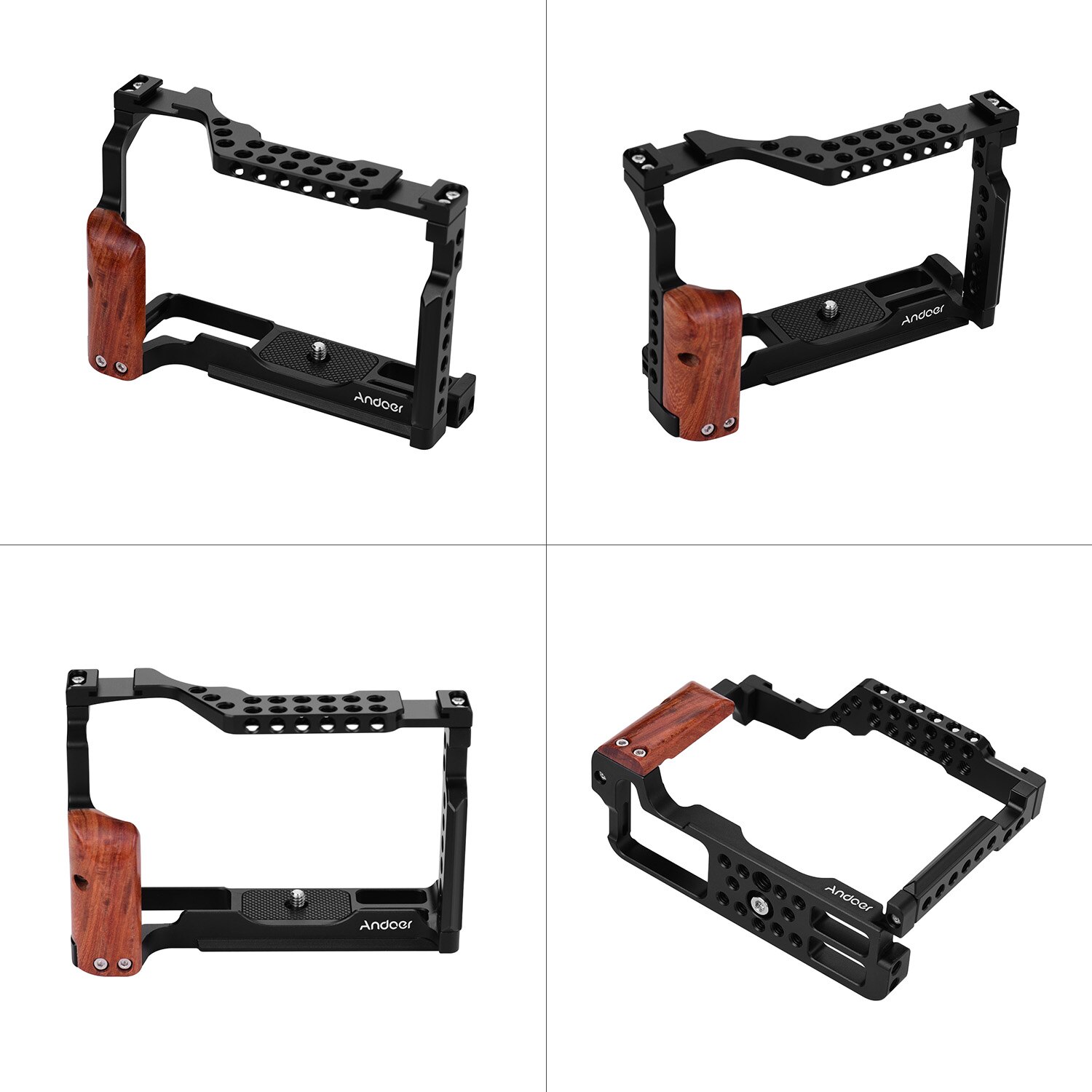 Andoer Aluminium Legierung Video Kamera KäFeige mit Dual Kalt Schuh Halterung für Fujifilm X-T3/X-T2