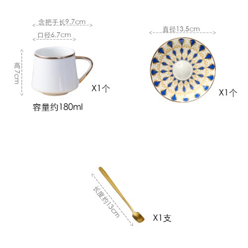 Turkiska tekoppar kungliga ben porslin guld kopp och fat lyx stora muggar keramiska miljövänliga tazas café sommar kopp  ac50bd: Stil 1- stor