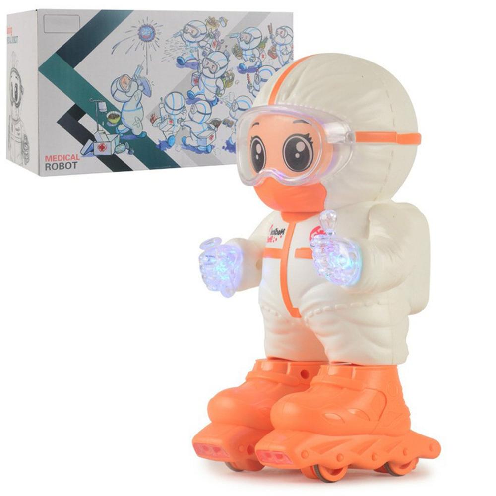 Tres canciones que iluminan la música Abs plástico juguetes encantadores para niños naranja Doctor Key Robot de patinaje eléctrico: Naranja