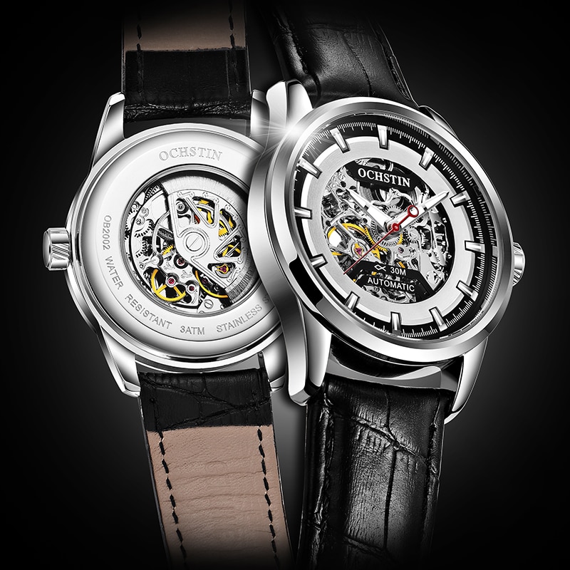 Ochstin Luxe Top Horloge Heren Automatisch Mechanisch Horloge Klassieke Mannen Lederen Zakelijke Horloges Relogio Masculino