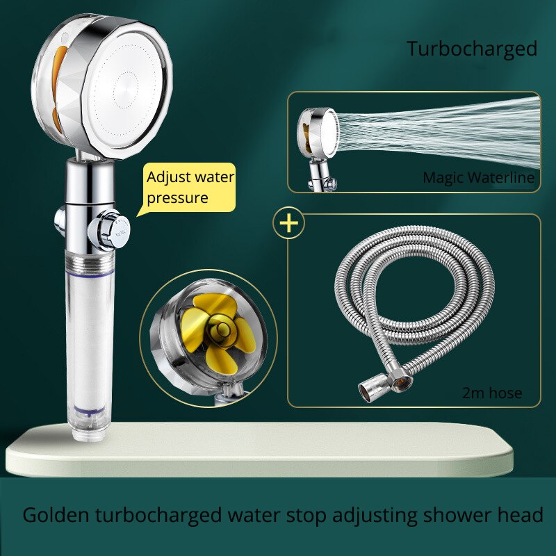 High Pressure Spray Nozzle 360 Degrees Rotating Rainfall Water Saving With Small Fan Hand-held Shower Head Bathroom Accessories: shower2hose