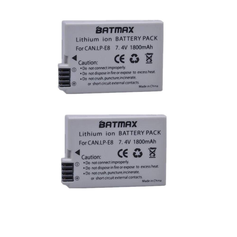 Batmax 2pcs LP-E8 LPE8 LP E8 Camera Batterij + Dual USB Oplader voor Canon EOS 550D 600D 650D 700D rebel T2i T3i T4i Kus X4 X6i