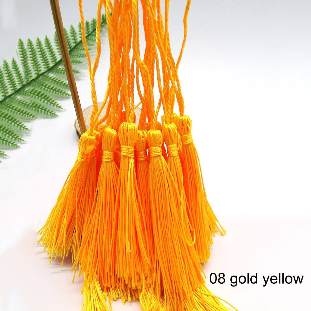 100pcs/lot 8cm Vertical Tassel Fringe Pendant DIY Party Hanging Ring Cords Tassel Curtain Home Decoration Tassel Lace: 08 GoldYellow100pcs