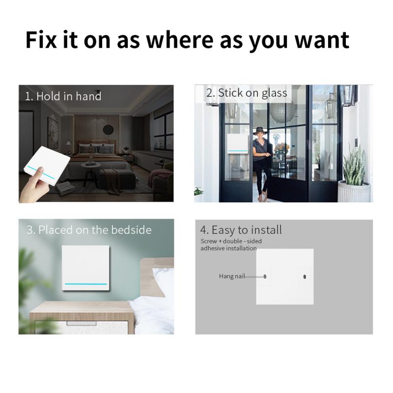1/2/3 Gang Tuya ZigBee Wireless 6 Scene Switch Push Button Controller Battery Powered Automation Scenario For Tuya Devices