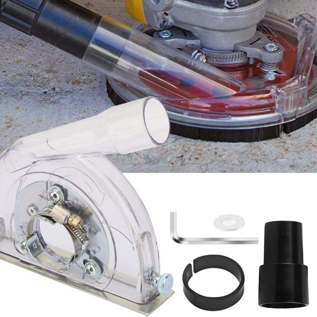 Couvercle de meulage extracteur de poussière protection de coupe 4 "5" protection de meuleuse d'angle professionnelle avec accessoires Transparent Durable
