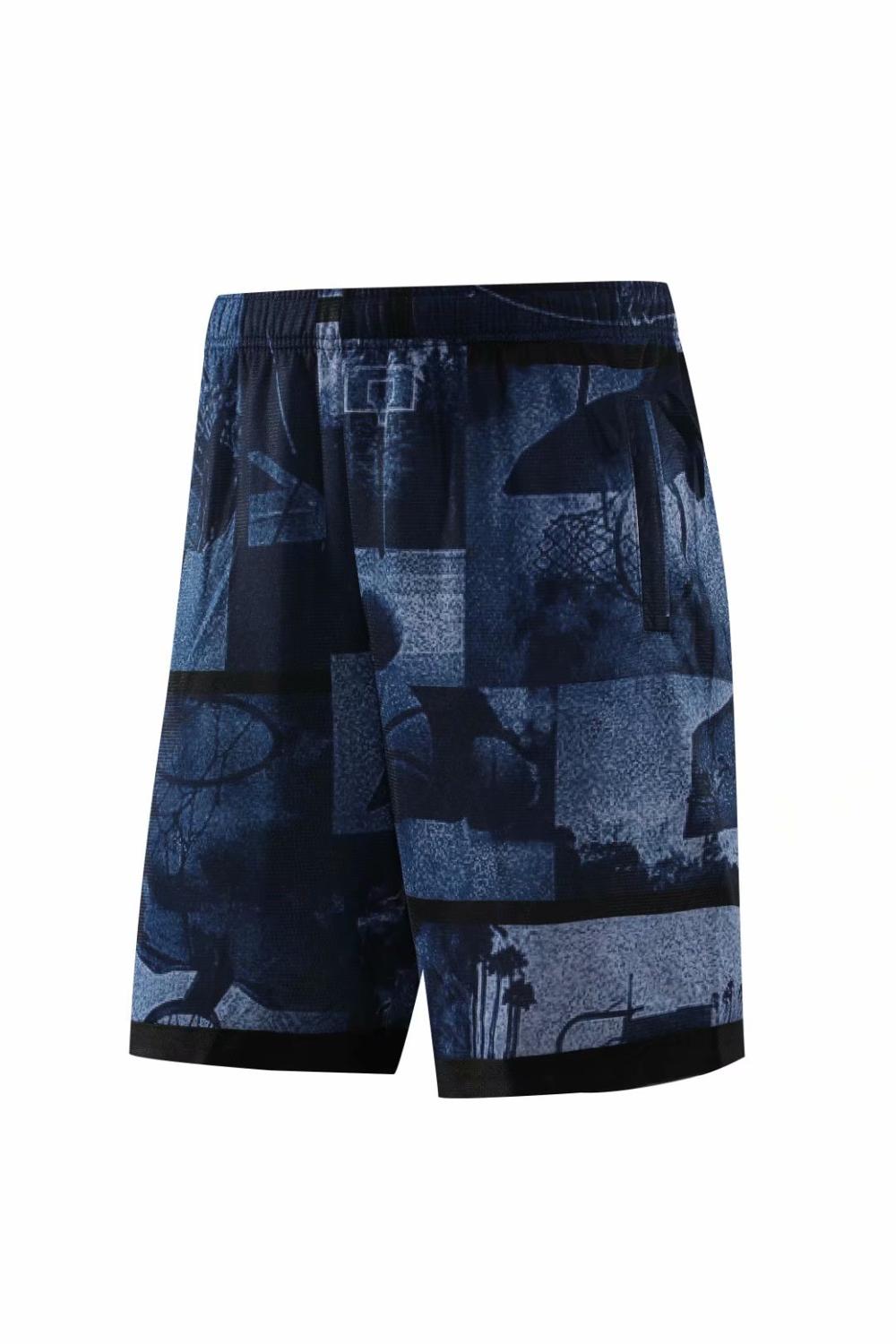Basketballshorts pustende sport løpeshorts utendørs sport Fitness korte bukser løs strandshorts glidelåslomme: 701 marineblå shorts / Asiatisk størrelse 4xl