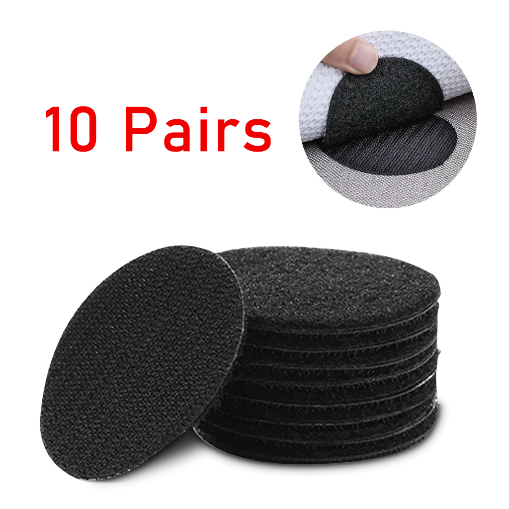 5/10 Pairs Sterke Zelfklevende Sluiting Dots Stickers Zelfklevende Haak Lus Tape Voor Laken Sofa Mat Tapijt Anti Slip mat Pads: 10Pairs (Black)