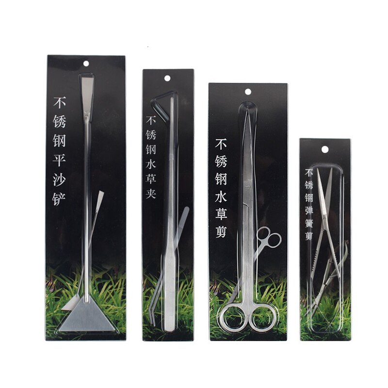 Aquarium Aquascaping Werkzeuge Edelstahl Aquarium Tank Pinzette Schere Spachtel Werkzeug Set Aquatische Werkzeuge
