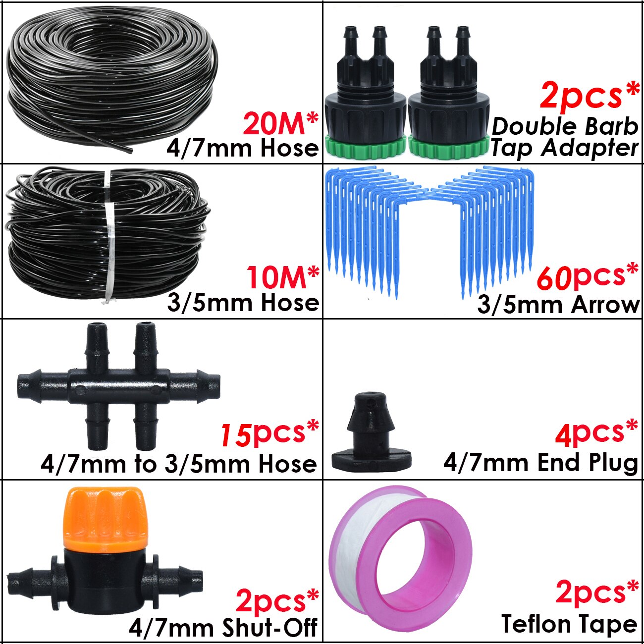 Kas Automatische Elleboog Emitter Drip Systeem 4/7 3/5Mm Slang Tuin Watering Irrigatie Kit Voor Thuis Ingemaakte plant: Oranje