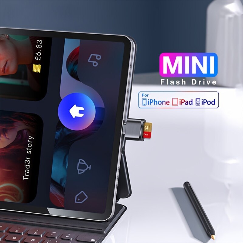 Mini-Mikro kartenleser Adapter für iOS 13 8-poliger Blitz kartenleser tf Speicher karten adapter Karten leser für iPhone 14 iPad iPod