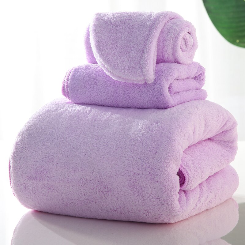 Juego de toallas de baño para adultos 140x70cm Toalla de baño, toalla facial de 32x70cm y gorro de pelo seco un conjunto de toallas suaves de microfibra súper absorbente: violet