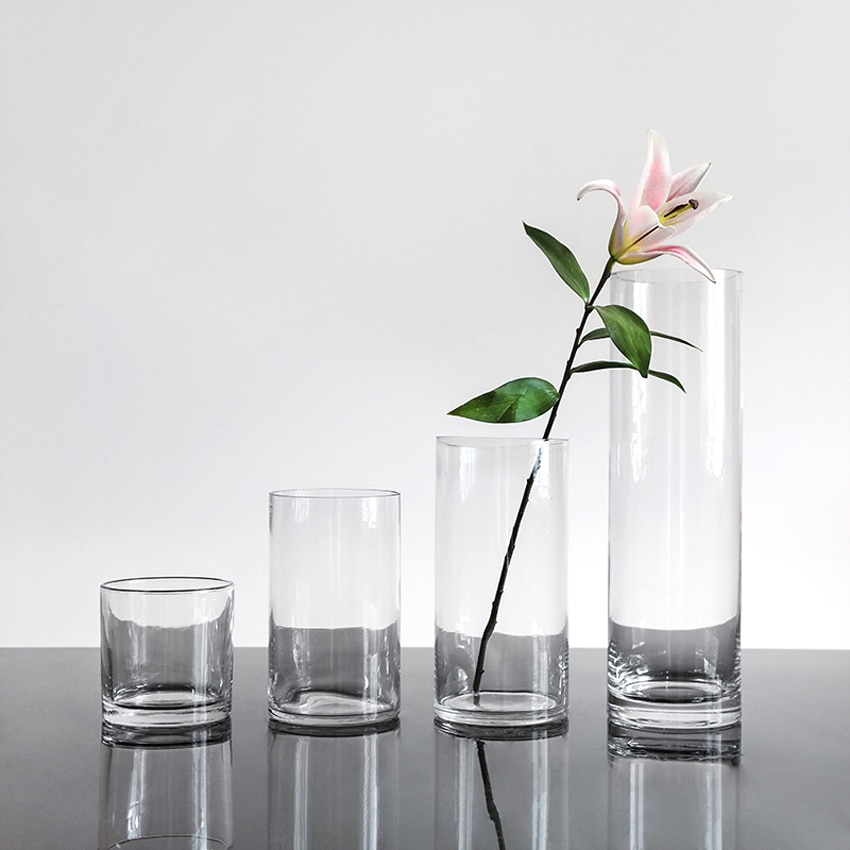 Europa glasvase gennemsigtig klar lige cylinder terrarium glasbeholdere blomstervaser bryllupsvase boligindretning