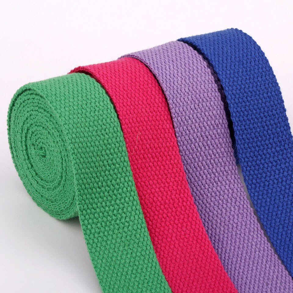 20mm 50 Yards Soft Cotton Canvas Webbing Strap for Backpack 1.2mm-1.5mm Thickness Bias Tape Bag Strap Sewing Ribbon 19 Colors