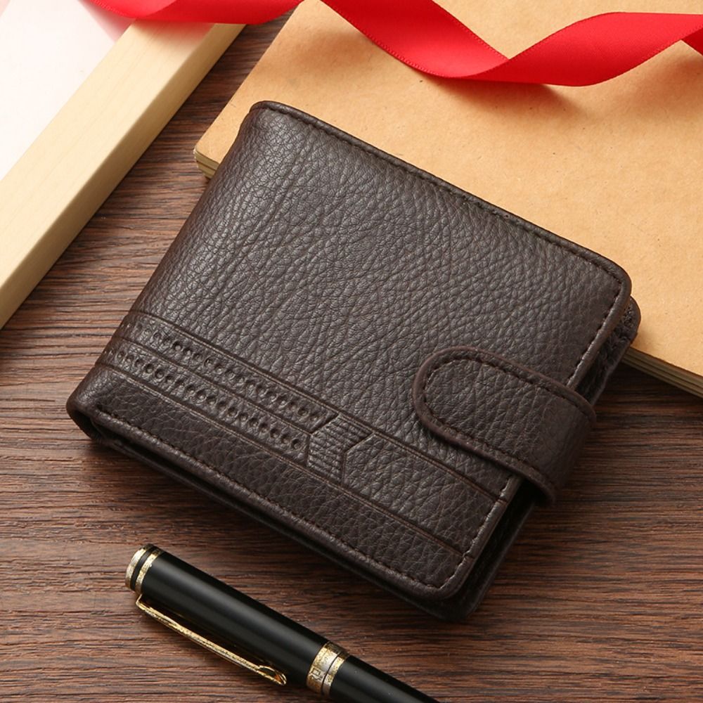 Men Wallets Leather Zipper Purse Man Slim Card Horders Male Short Multi-card Wallet Coin Pocket Purse: black