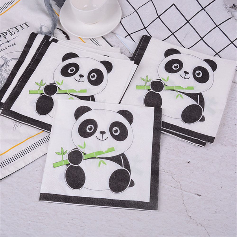 Cute Cartoon Panda Theme Tableware Birthday Party Disposable Plate Napkin Flags Cartoon Kids Favors Baby Shower Party Supplies