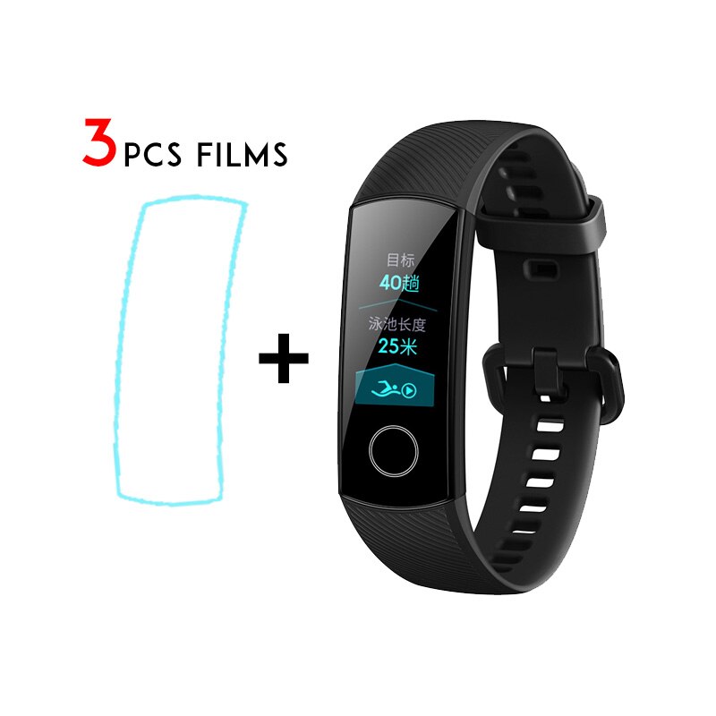 Original Huawei Honor Band 4 Standard Version Smart Wristband Color Screen Touch Pad Heart Rate Sleep Snap Monitor: Black n 3 films