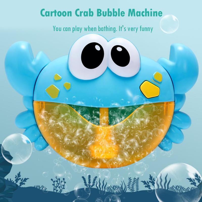 Plastic Cartoon Krab Bubble Machine Muziek Bubble Maker Grappige Water Zwemmen Blower Baby Bad Douche Speelgoed Outdoor Krab Bubble Speelgoed: Blauw