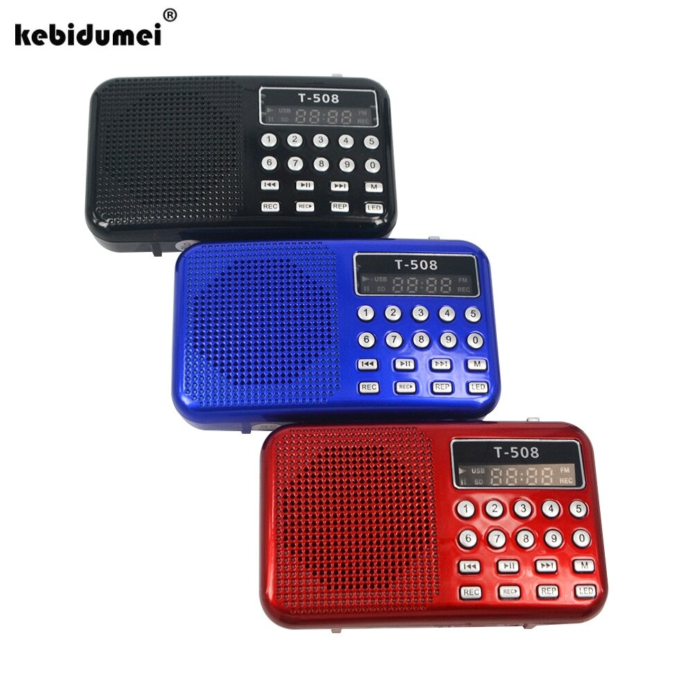 Kebidu t -508 mini-fm-radio mit lautsprecher, wiederaufladbar, digitales led-display, stereo, usb, tf 50mm micro-sd-karte,  mp3- player