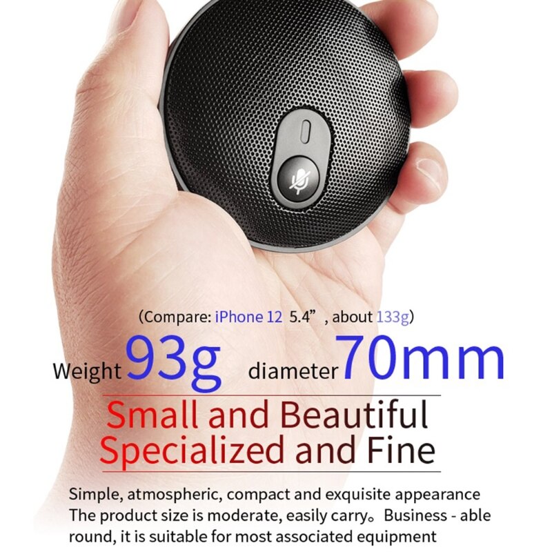 USB Omni-directional Condenser Mic for Video Conference Online Learning Sound Pick-up with AUX 3.5MM Type-C Cable