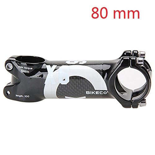 Bikeco cykel kolfiberstyrstam 3k blank superlätt kolfiber+aluminiumlegering cykel mountainbike styrstång: Silver 80mm